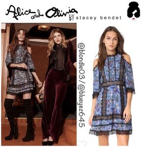 Alice + Olivia “Gatz” cold shoulder dress 0
